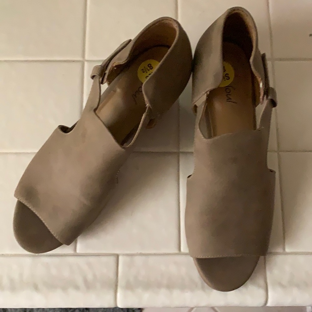 Daya Dressy Peep Toe Bootie Sandals Taupe Tan.